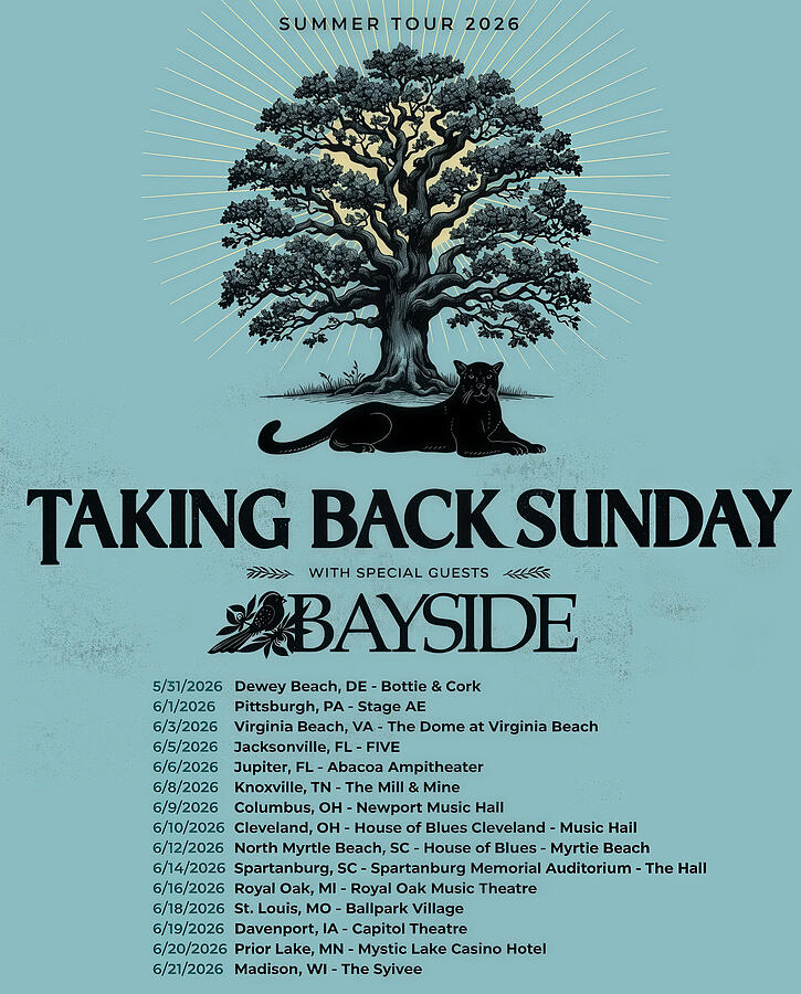 Taking Back Sunday 2026 tour poster
